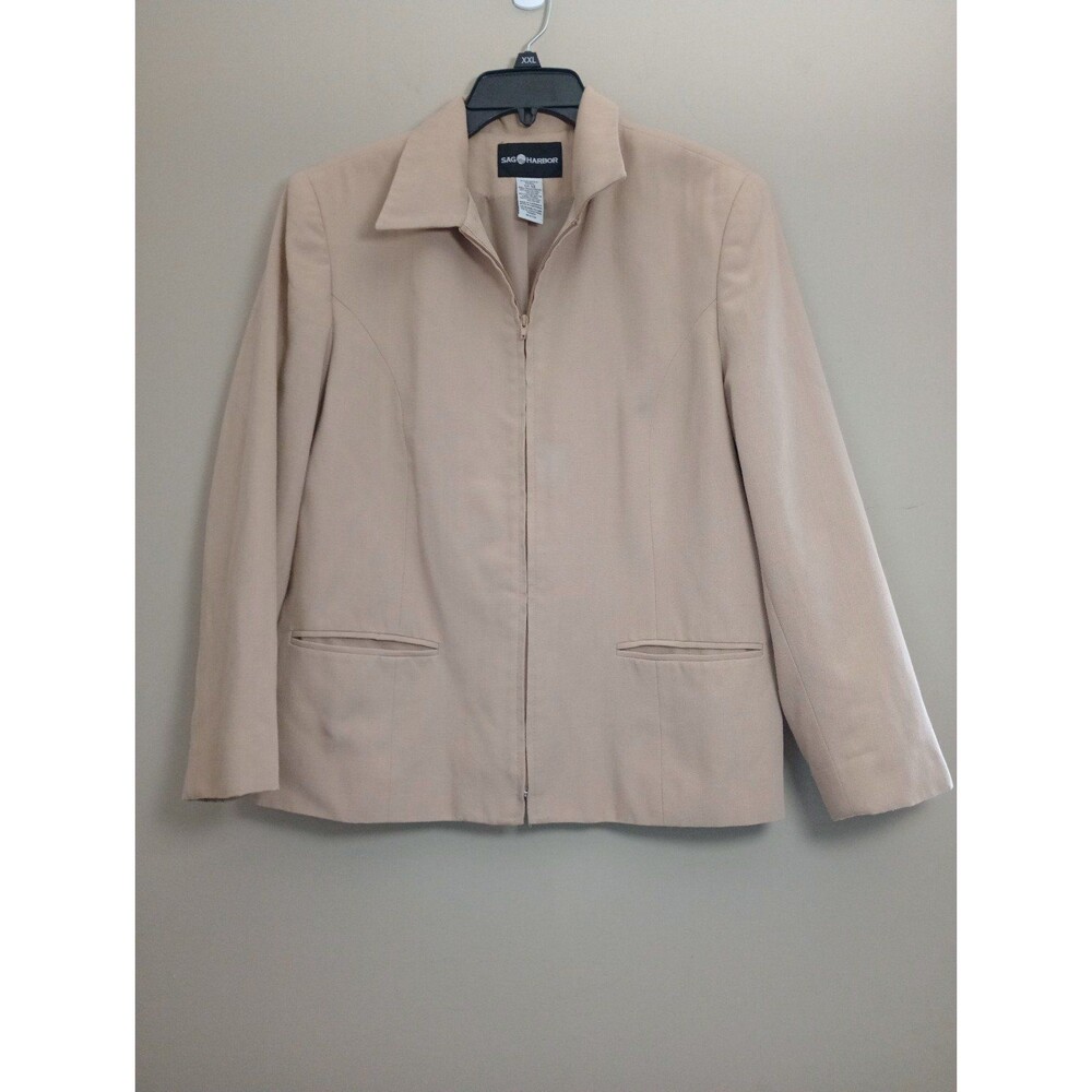 Sag Harbor Tan Zip Up Jacket Size 14